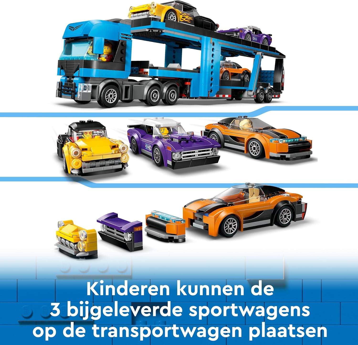 LEGO City Car Transporter Truck with Sports Cars, 4 Vehicle Toy Set for 7 Plus Year Old Kids, Boys & Girls, with Trailer and 4 Minifigures for Imaginative Play, Creative Gift Idea 60408