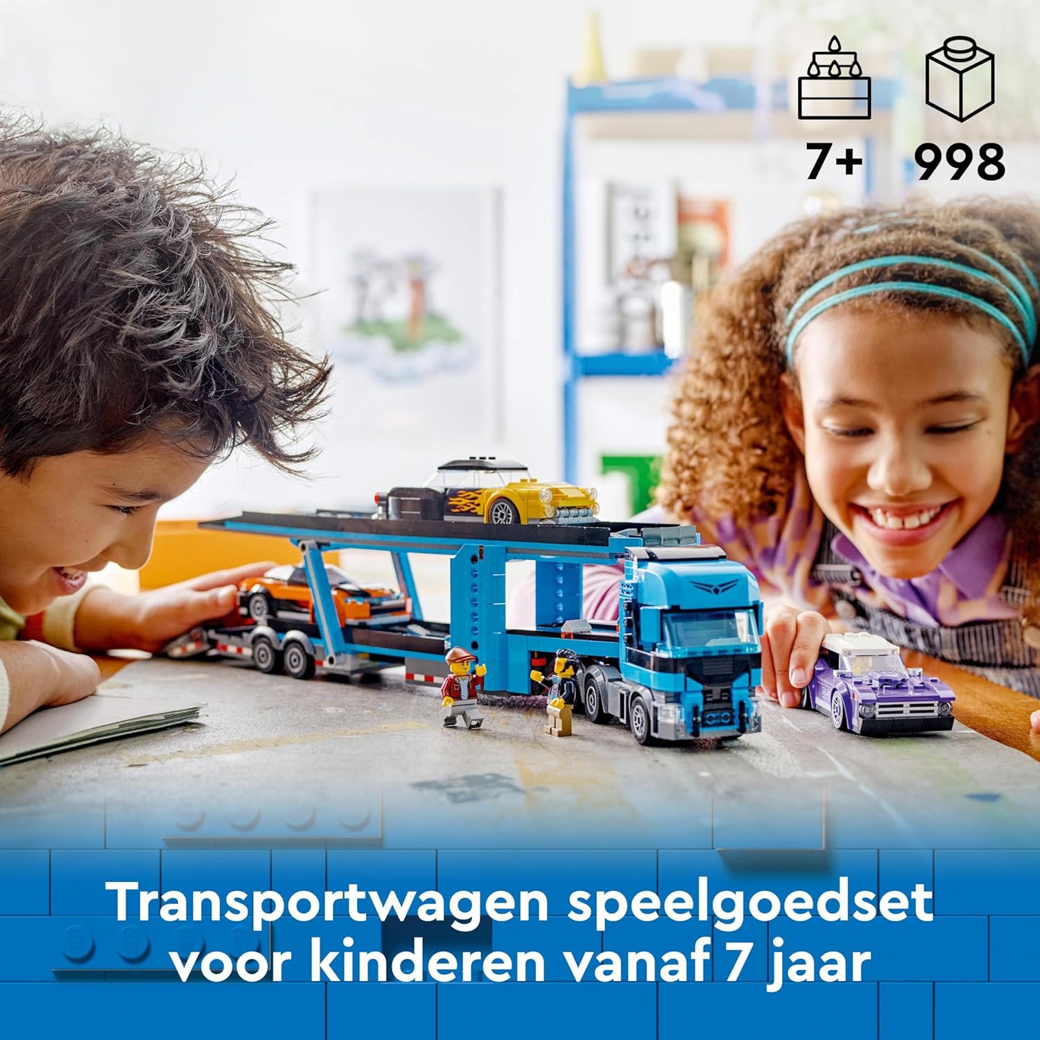LEGO City Car Transporter Truck with Sports Cars, 4 Vehicle Toy Set for 7 Plus Year Old Kids, Boys & Girls, with Trailer and 4 Minifigures for Imaginative Play, Creative Gift Idea 60408