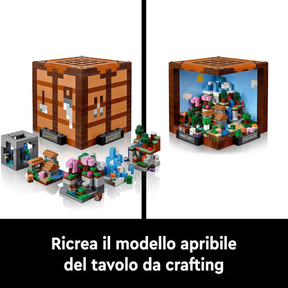 LEGO Minecraft The Crafting Table Model Kit for Adults to Build, Biome Set with 8 Characters Including Steve, Alex and Mobs, 15-Year Anniversary Gamer Gift for Men, Women, Him or Her 21265