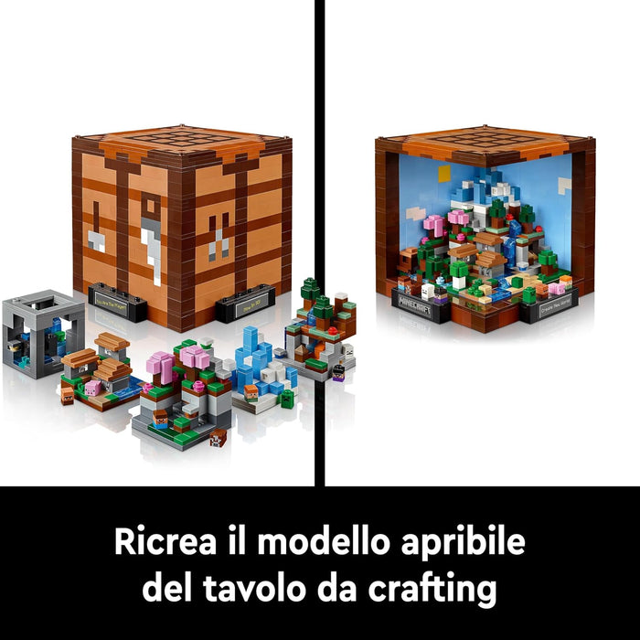 LEGO Minecraft The Crafting Table Model Kit for Adults to Build, Biome Set with 8 Characters Including Steve, Alex and Mobs, 15-Year Anniversary Gamer Gift for Men, Women, Him or Her 21265