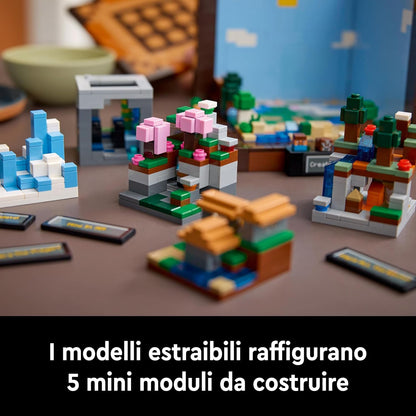 LEGO Minecraft The Crafting Table Model Kit for Adults to Build, Biome Set with 8 Characters Including Steve, Alex and Mobs, 15-Year Anniversary Gamer Gift for Men, Women, Him or Her 21265