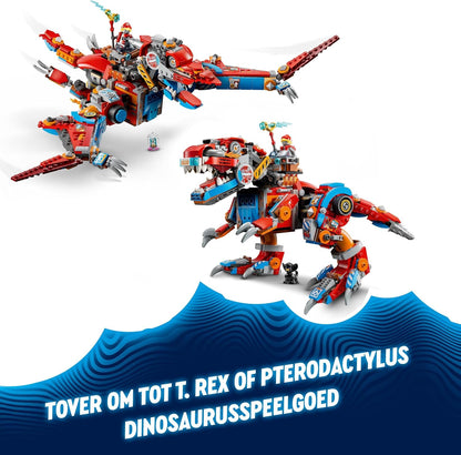 LEGO DREAMZzz 2-in-1 Cooper’s Robot Dinosaur C-Rex Set, T. rex Dino Action Figure Rebuilds into a Cool Pterodactyl Toy for 9 Plus Year Old Boys and Girls, Creative Birthday Gift for Kids 71484