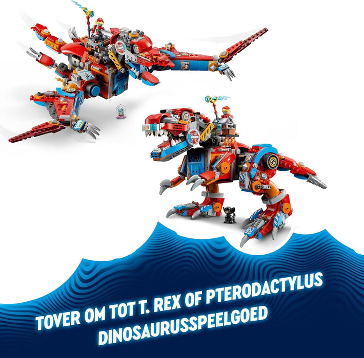 LEGO DREAMZzz 2-in-1 Cooper’s Robot Dinosaur C-Rex Set, T. rex Dino Action Figure Rebuilds into a Cool Pterodactyl Toy for 9 Plus Year Old Boys and Girls, Creative Birthday Gift for Kids 71484