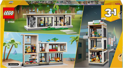 LEGO Creator 3in1 Modern House to 3-Storey City Building to Forest Cabin Set, Model Building Kit for Kids, Gift Idea for 9 Plus Year Old Boys and Girls 31153