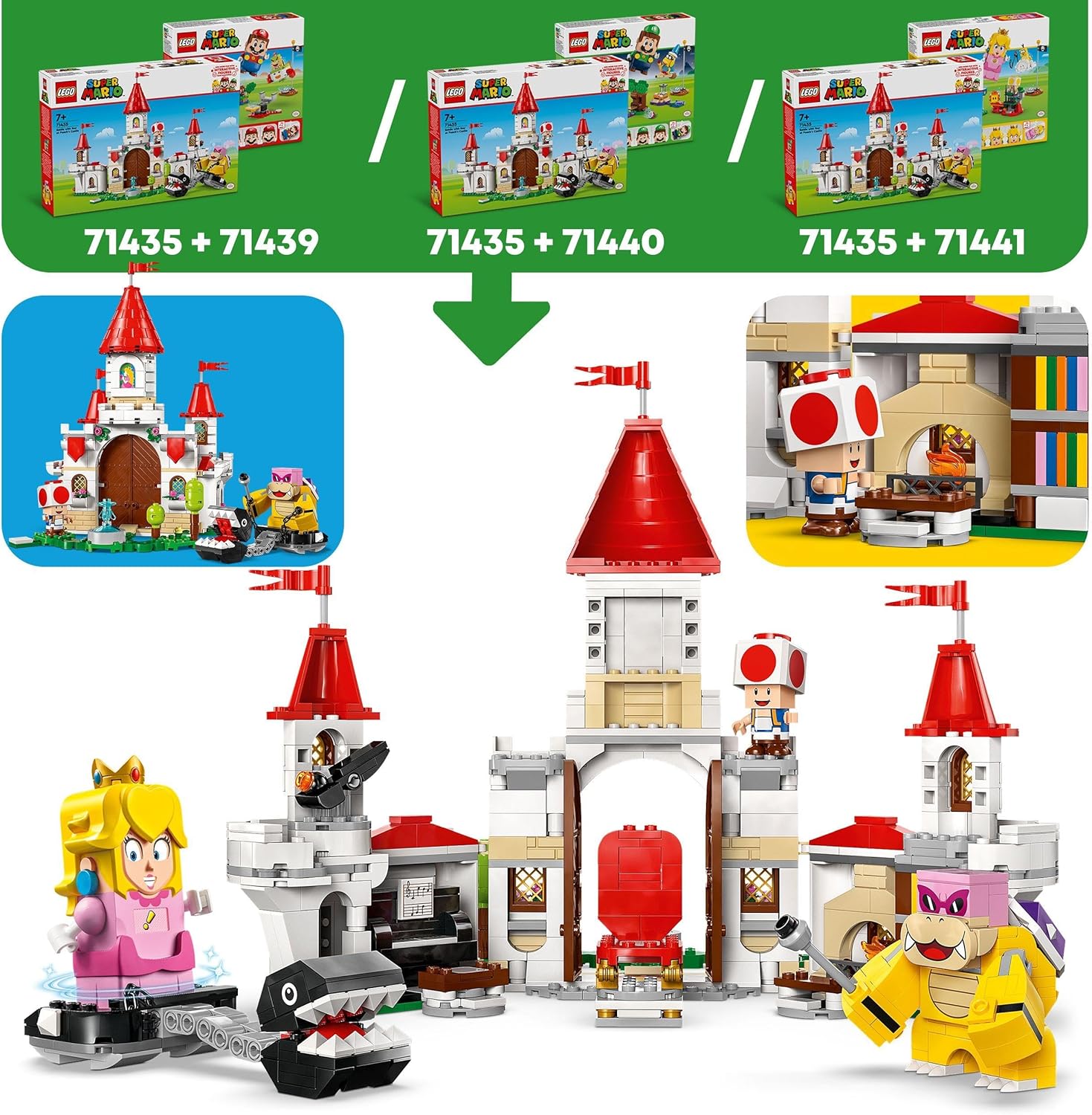 LEGO Super Mario Battle with Roy at Peach’s Castle Set, Nintendo Character Building Toy for 7 Plus Year Old Boys & Girls, with 3 Figures, Adventure Playset, Gifts for Kids and Gamers 71435