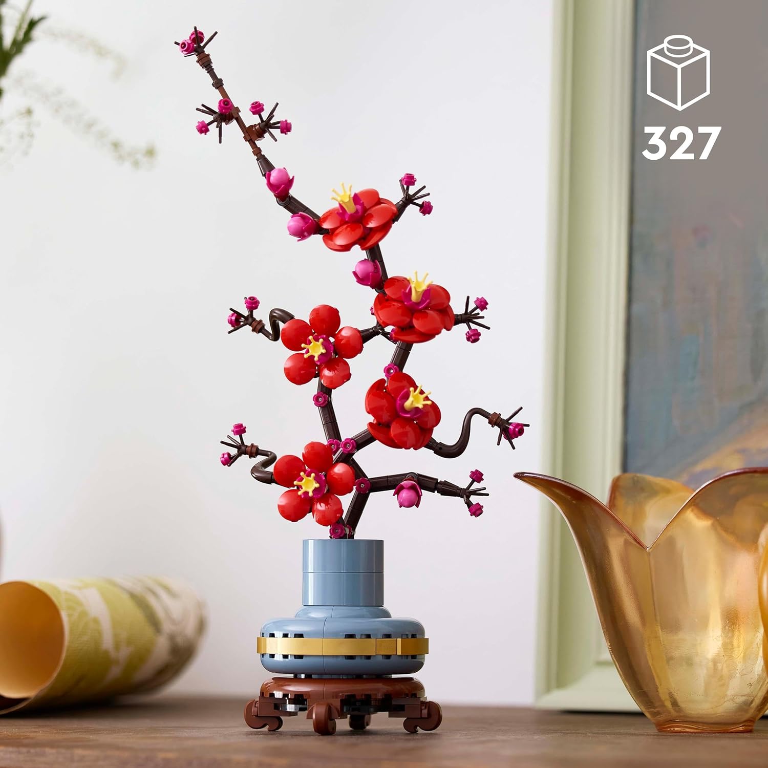 LEGO Botanicals Plum Blossom Set For Adults - Artificial Flowers for Indoor incl. a Buildable Flowerpot - Home Office Decor Display Piece - DIY Gift for Women and Men - 10369