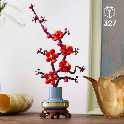 LEGO Botanicals Plum Blossom Set For Adults - Artificial Flowers for Indoor incl. a Buildable Flowerpot - Home Office Decor Display Piece - DIY Gift for Women and Men - 10369