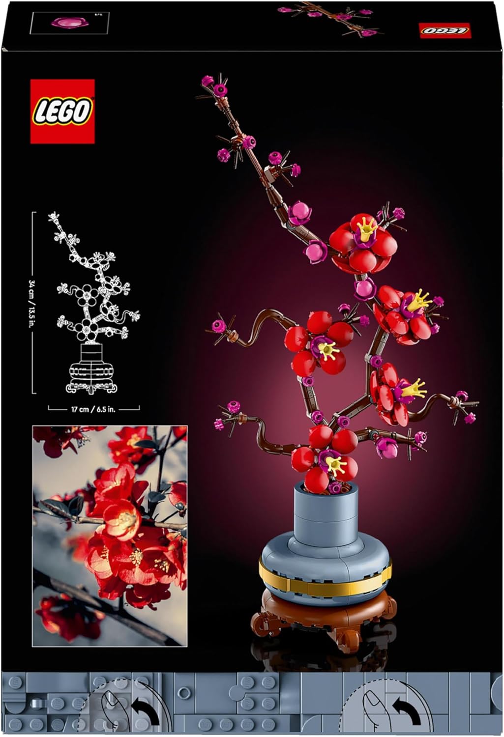 LEGO Botanicals Plum Blossom Set For Adults - Artificial Flowers for Indoor incl. a Buildable Flowerpot - Home Office Decor Display Piece - DIY Gift for Women and Men - 10369