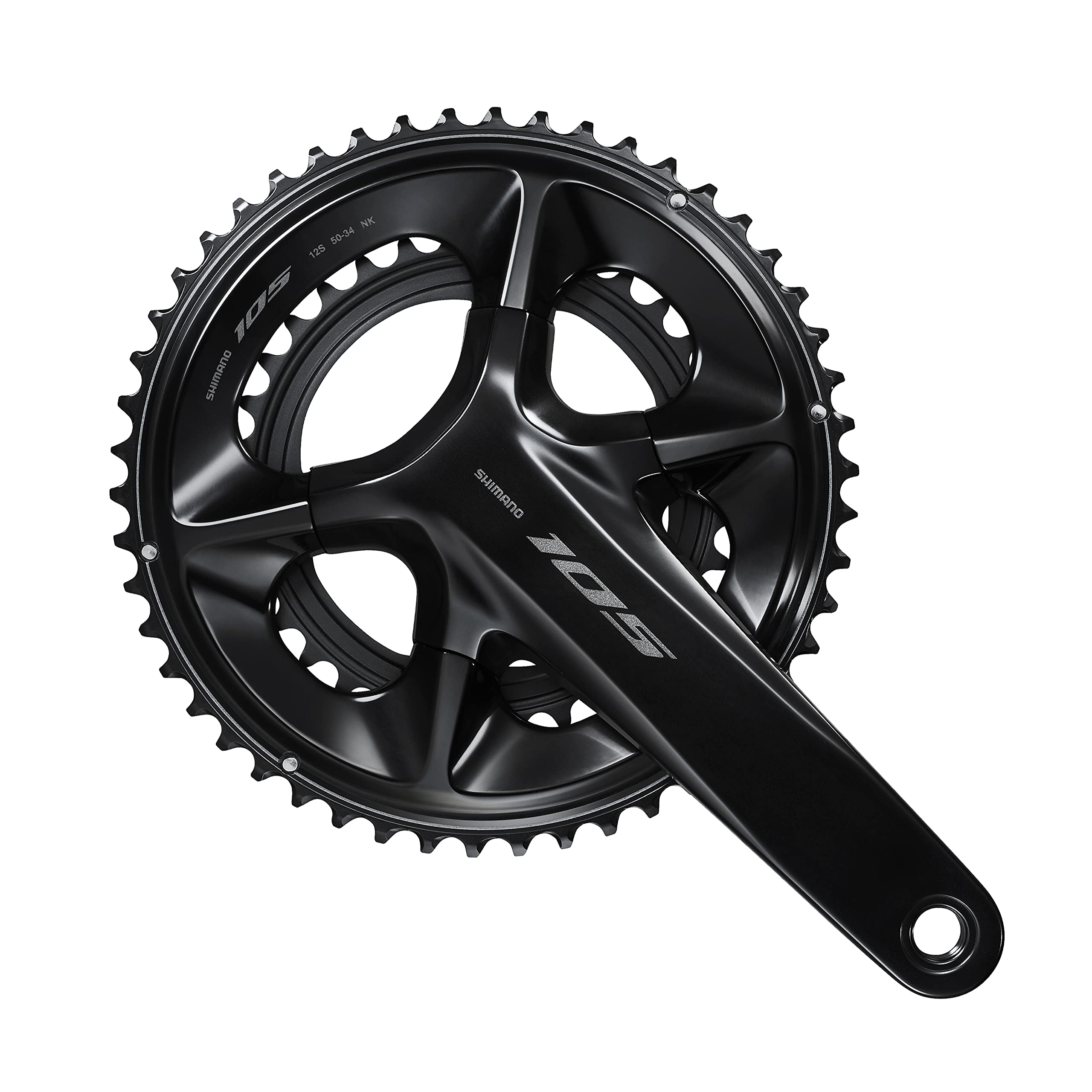 Shimano FC-R7100 105 double 12-speed chainset, HollowTech II 165 mm 52 / 36T, black