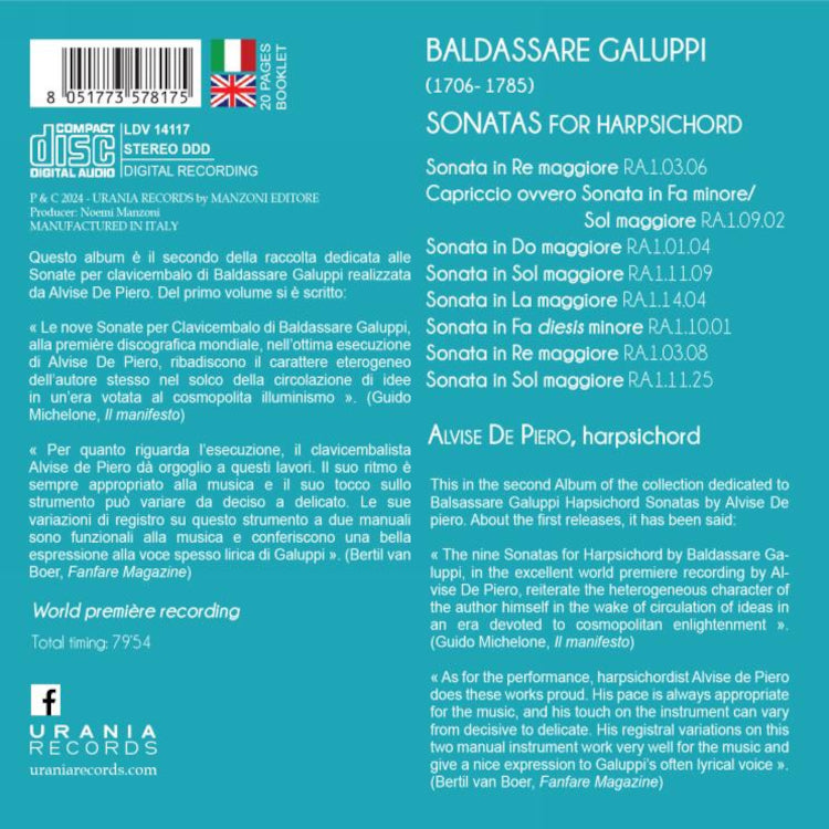 Baldassare Galuppi: Sonatas for Harpsichord - Volume 2