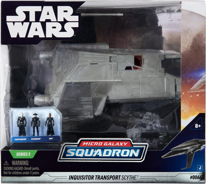 Star Wars Micro Galaxy Squadron Inquisitor Transport Scythe - 17.8 cm Raumschiff-Klasse Fahrzeug mit DREI 2,5 cm Mikro-Figuren-Zubehör