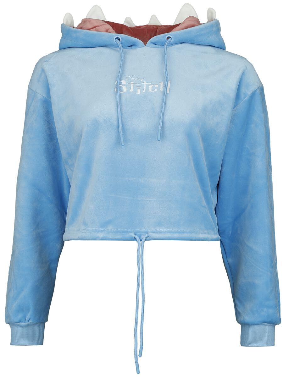 Lilo & Stitch Stitch Novelty Cropped Women's Hooded Sweatshirt Blue L 100% Polyester Regular, blue, L
