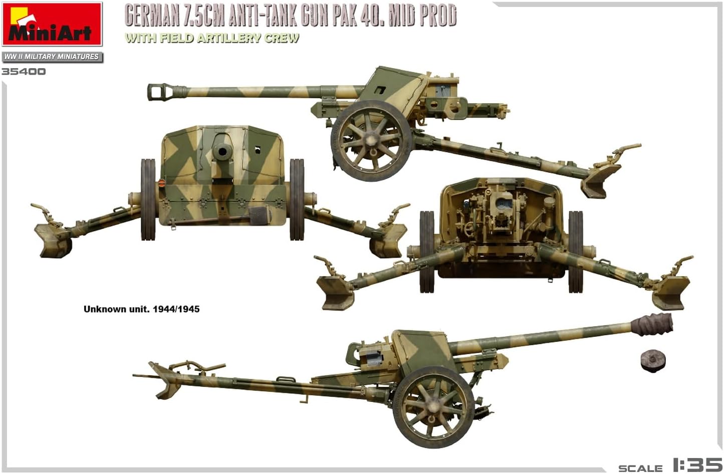 Miniart - cannone anticarro tedesco pak 40 - 1/35 - miniart 35400