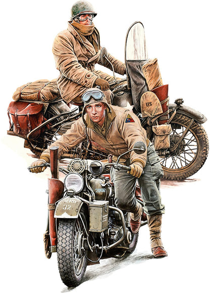MiniArt 35422 1:35 U.S. Soldati con moto WLA – riproduzione fedele all'originale, modellismo, kit di costruzione in plastica, fai da te, hobby, incollaggio, modellismo, assemblaggio, non verniciato