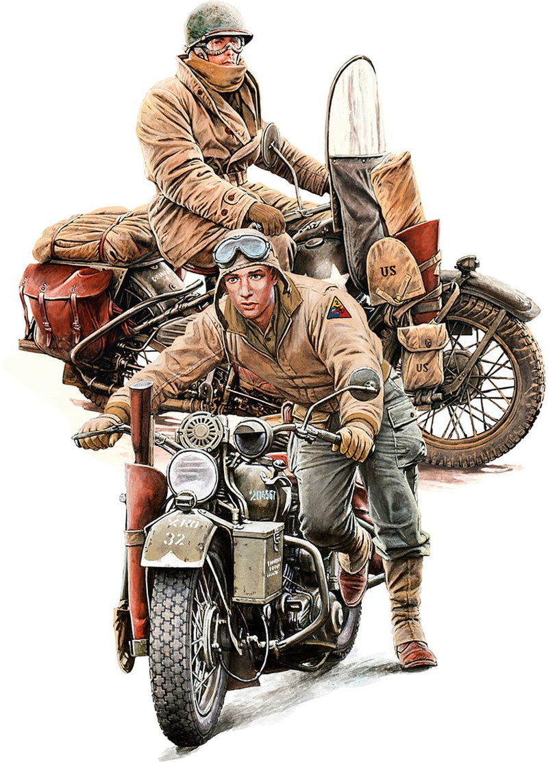 MiniArt 35422 1:35 U.S. Soldati con moto WLA – riproduzione fedele all'originale, modellismo, kit di costruzione in plastica, fai da te, hobby, incollaggio, modellismo, assemblaggio, non verniciato