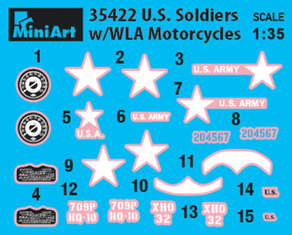 MiniArt 35422 1:35 U.S. Soldati con moto WLA – riproduzione fedele all'originale, modellismo, kit di costruzione in plastica, fai da te, hobby, incollaggio, modellismo, assemblaggio, non verniciato