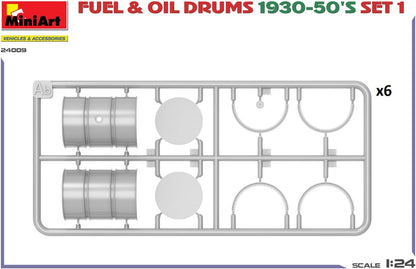 Miniart 1:24 - Fuel & Oil Drums 1930-50's Set1 (German), Molded Color