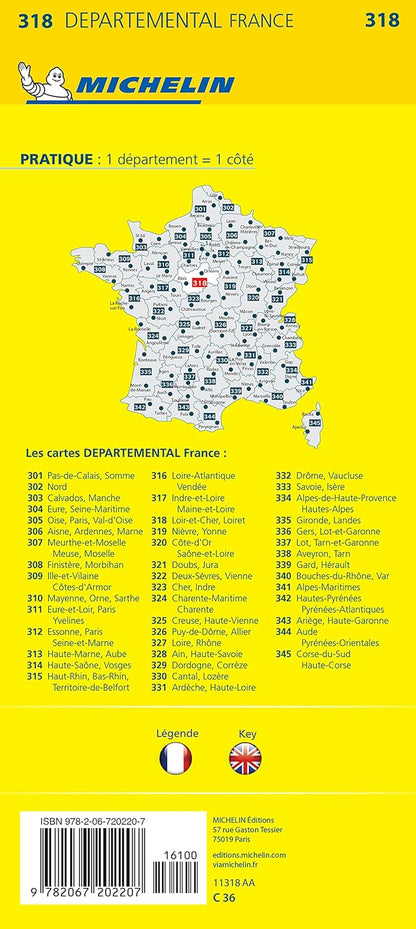Loiret Loir-et-Cher - Michelin Local Map 318