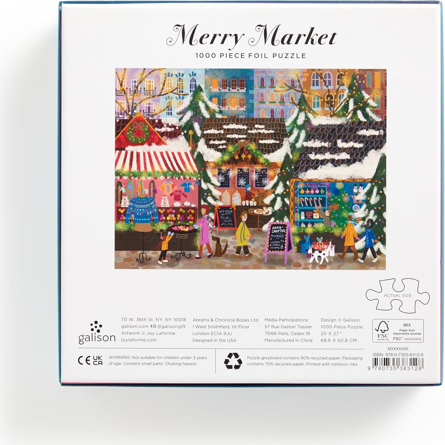 Joy Laforme Merry Market 1000 Piece Foil Puzzle in a Square Box