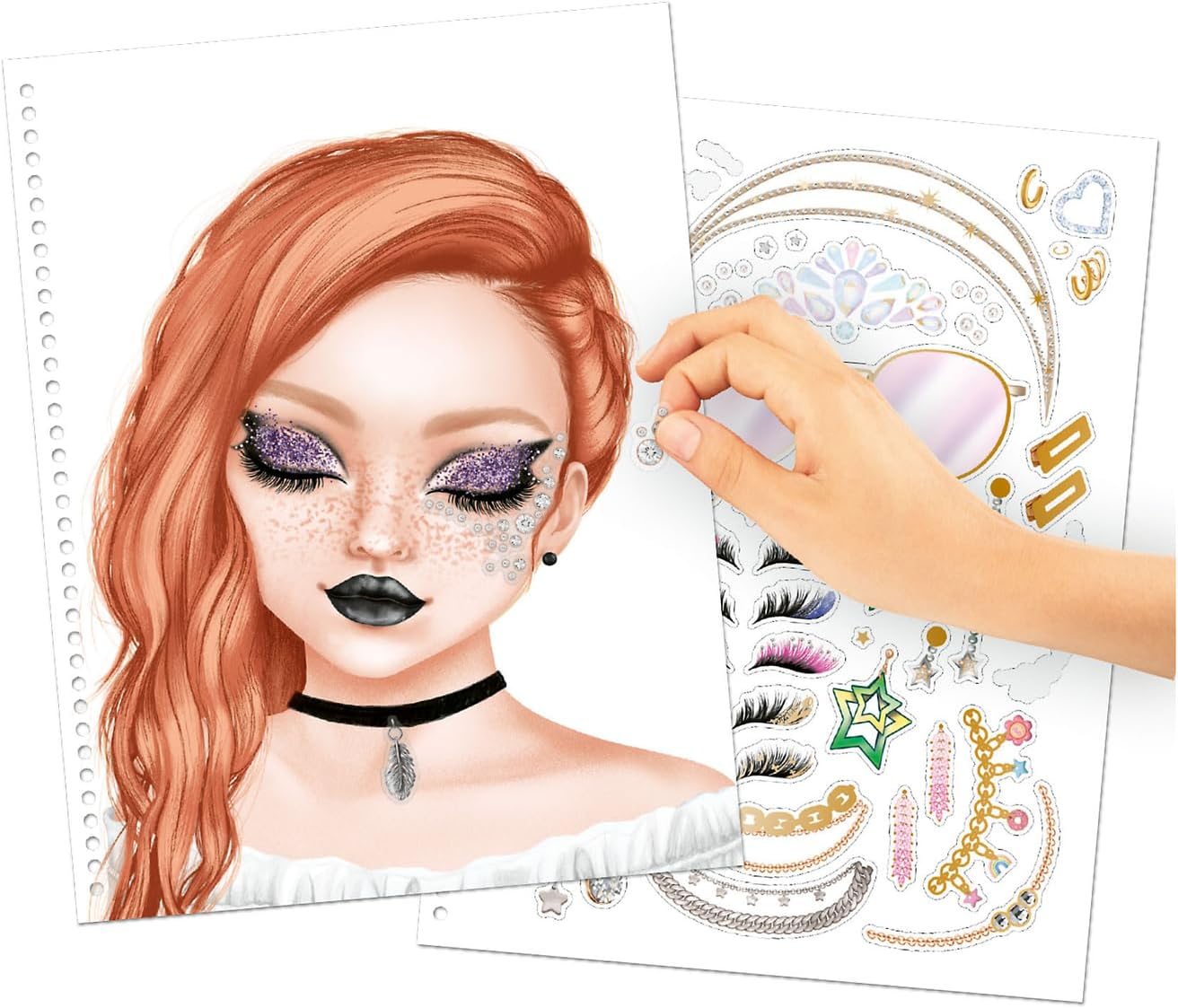 Depesche 13144 Create Your Top Model Coloring Book, 20 Pages for Creating Beauty and Makeup Looks, Includes Sticker Sheet, Multicoloured, One Size