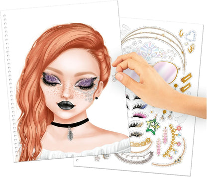Depesche 13144 Create Your Top Model Coloring Book, 20 Pages for Creating Beauty and Makeup Looks, Includes Sticker Sheet, Multicoloured, One Size