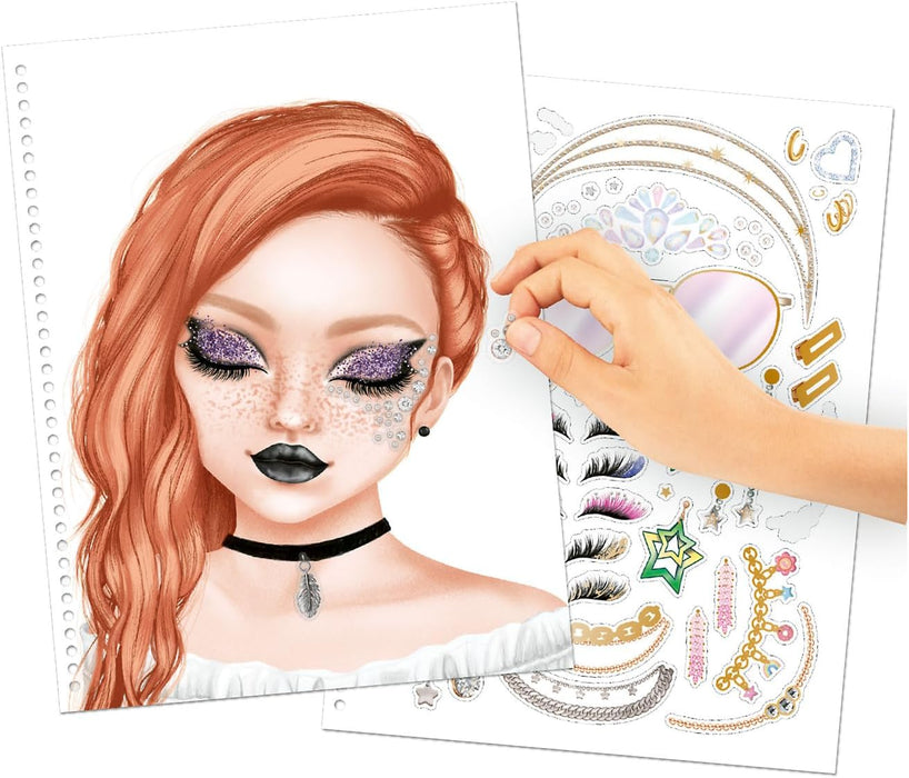 Depesche 13144 Create Your Top Model Coloring Book, 20 Pages for Creating Beauty and Makeup Looks, Includes Sticker Sheet, Multicoloured, One Size