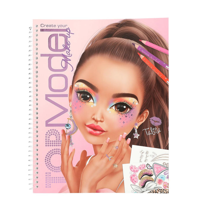 Depesche 13144 Create Your Top Model Coloring Book, 20 Pages for Creating Beauty and Makeup Looks, Includes Sticker Sheet, Multicoloured, One Size