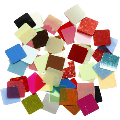 Folie Mozaïek Tegels, afmeting 10x10 mm, asstd kleuren, 250g