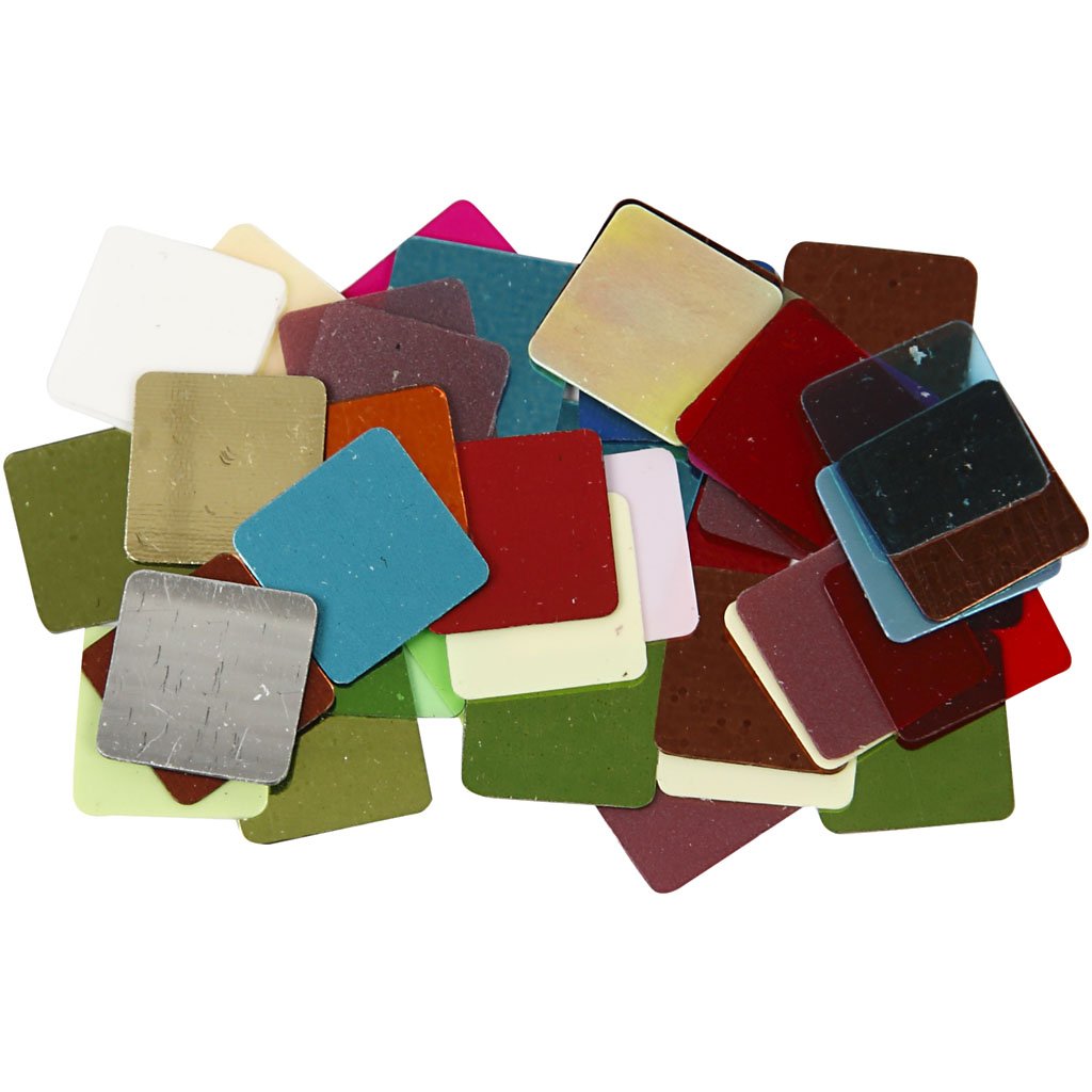 Folie Mozaïek Tegels, afmeting 10x10 mm, asstd kleuren, 250g