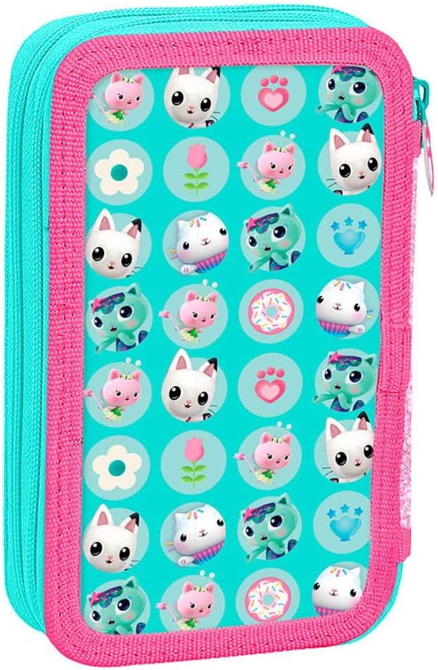 Gabby's Dollshouse Kids Filled Pencil Case with Pencils, Ruler, Rubber, Pencil Sharpener, Markers