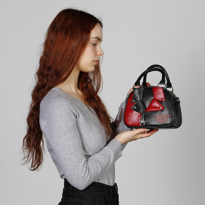 Harley Quinn Jacket-Bowling Fashion Handtasche, Schwarz, 22 x 16 cm
