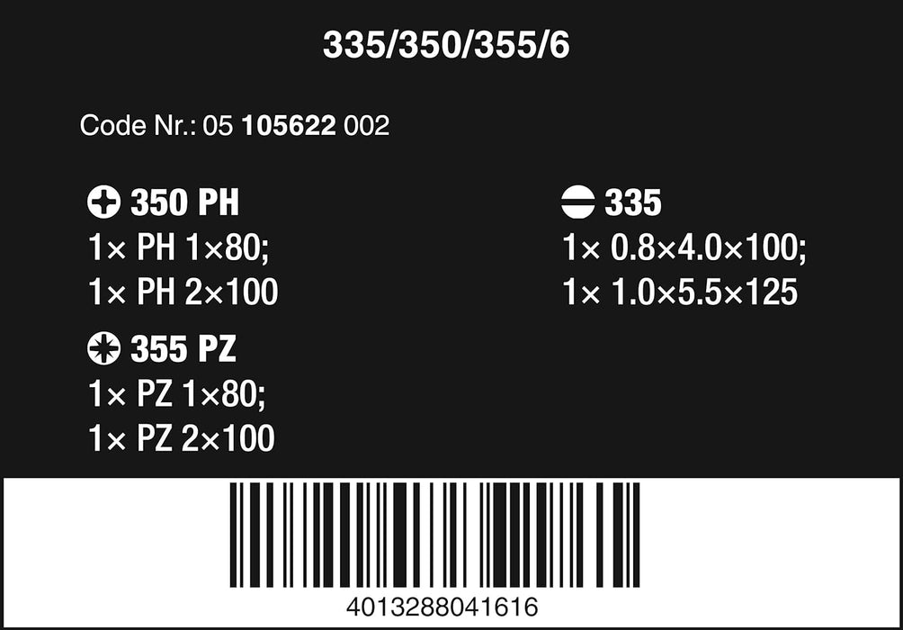 Wera 395 HO/7 SM Kraftform Hollow Shaft Nutspinner set, 7pc, 05029510001 & Kraftform 300 Screwdriver Set 6 Piece