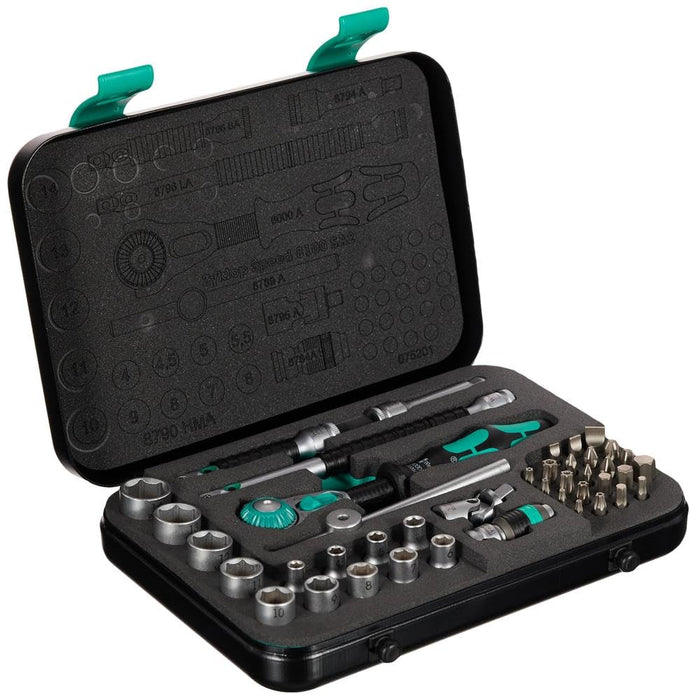 Wera 8100 SA 2 Zyklop Speed-Knarrensatz, 1/4 Zoll metrisch, Schwarz, 42-teilig, 05003533001