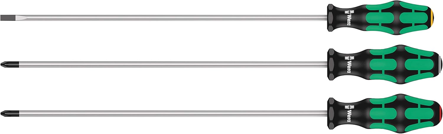 Wera 105631 Kraftform 14 Piece Big Pack 1000v VDE Screwdriver Set & 335/350/355/3 Kraftform Plus Extra-Long Screwdriver Set, PH/PZ/SL, 3pc, 05347735002