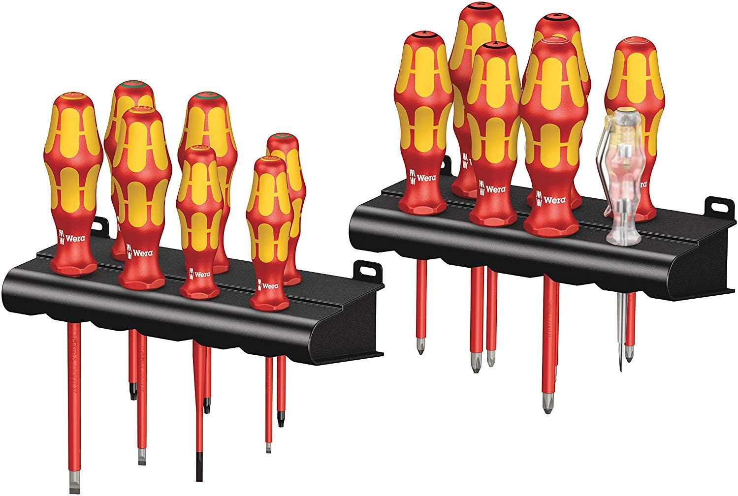Wera 105631 Kraftform 14 Piece Big Pack 1000v VDE Screwdriver Set & 335/350/355/3 Kraftform Plus Extra-Long Screwdriver Set, PH/PZ/SL, 3pc, 05347735002