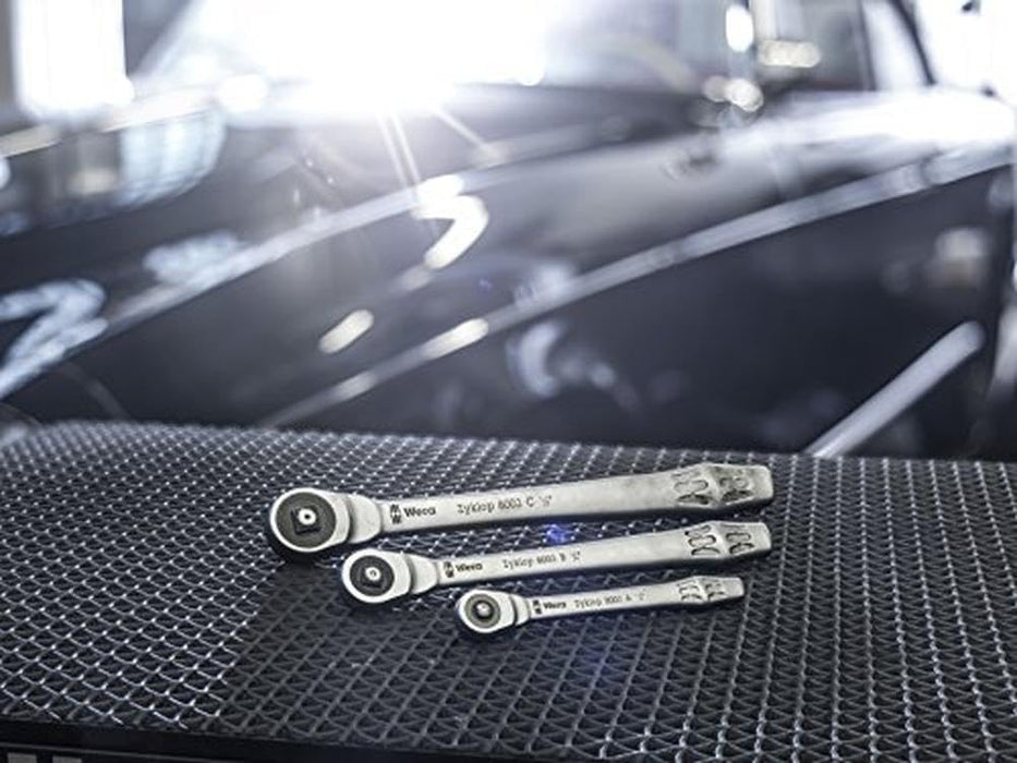 Wera 05004003001 8003 A Zyklop Metal-Knarre mit Durchsteckvierkant mit 1/4Zoll-Antrieb, 1/4 Zoll x 141.0 mm