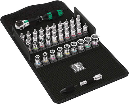 Wera Zyklop Speed 8100 SA All-in Ratchet Set, 1/4" Drive, Metric, 42pc, 05003755001 & Belt A Deep 1 Socket Set of 9 Metric 1/4in Drive