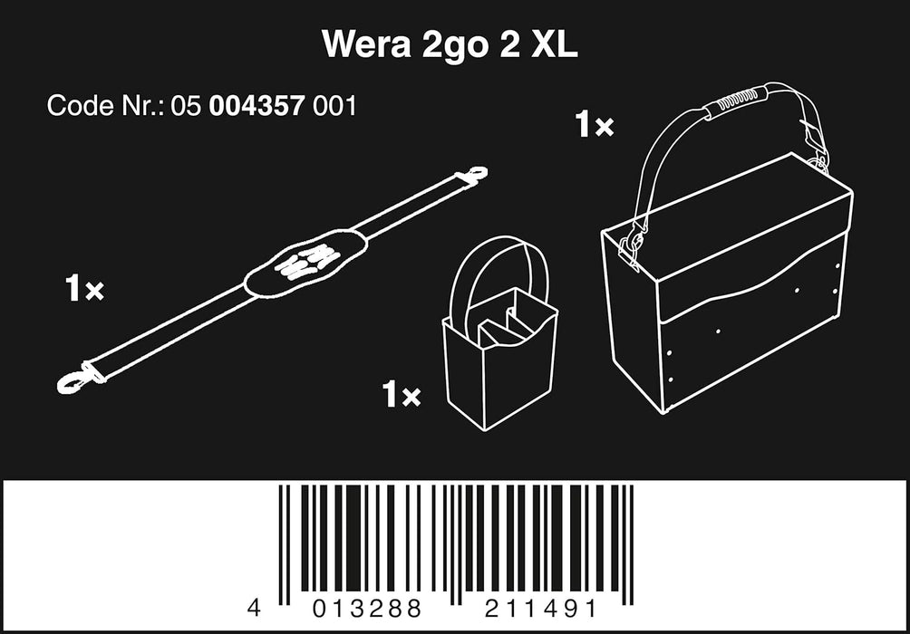 Wera 2Go 2 XL Tool Container Set, 3PC, 05004357001 & 2go 7 High Tool Box 100 x 105 x 300 mm, 05004356001