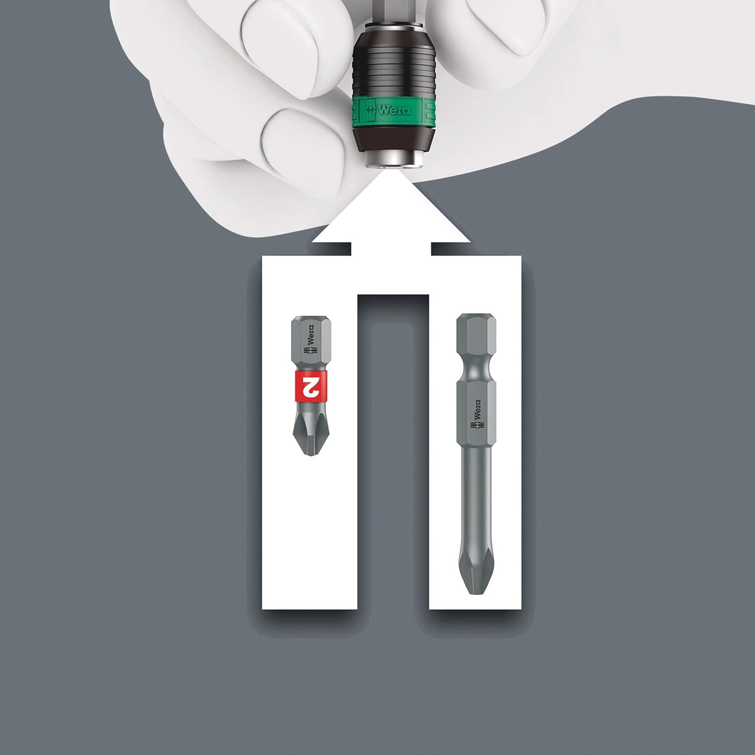 Wera 416 R T-Handle Bitholding Screwdriver Rapidaptor, 1/4" x 45 mm, 05023404001