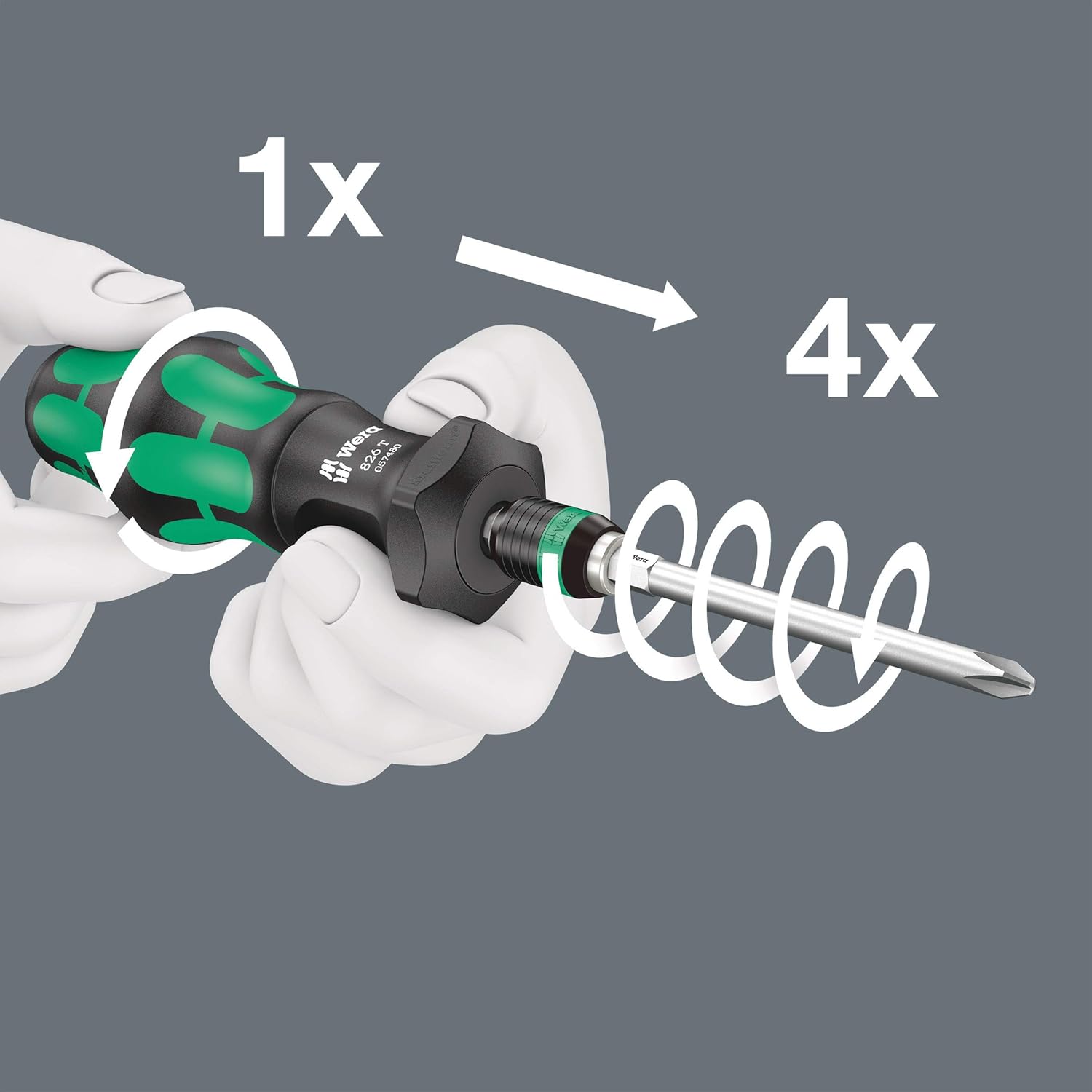 Wera 826 T Kraftform Turbo bit-Holding Screwdriver Handle with Rapidaptor Quick-Release Chuck, Black