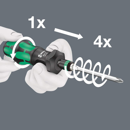 Wera 826 T Kraftform Turbo bit-Holding Screwdriver Handle with Rapidaptor Quick-Release Chuck, Black