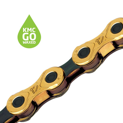 KMC X12 Ti-N Gold/Black Waxed 126L chain