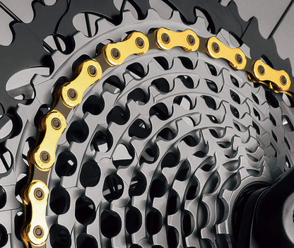 KMC X12 Ti-N Gold/Black Waxed 126L chain