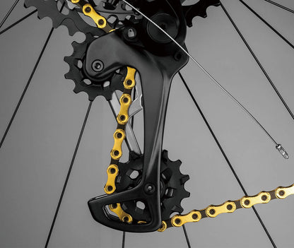 KMC X12 Ti-N Gold/Black Waxed 126L chain