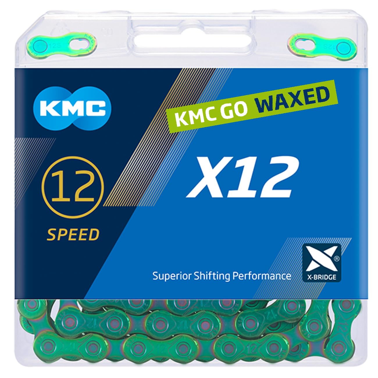 KMC X12 Aurora Green Waxed 126L chain