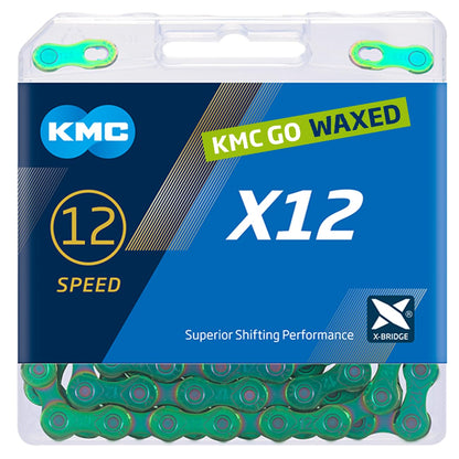 KMC X12 Aurora Green Waxed 126L chain