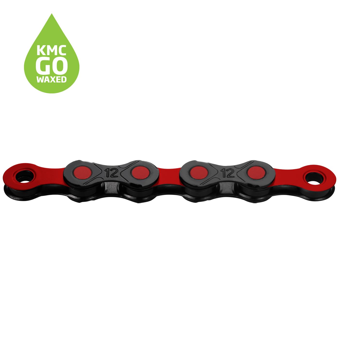 KMC DLC12 Black/Red Waxed 126L chain