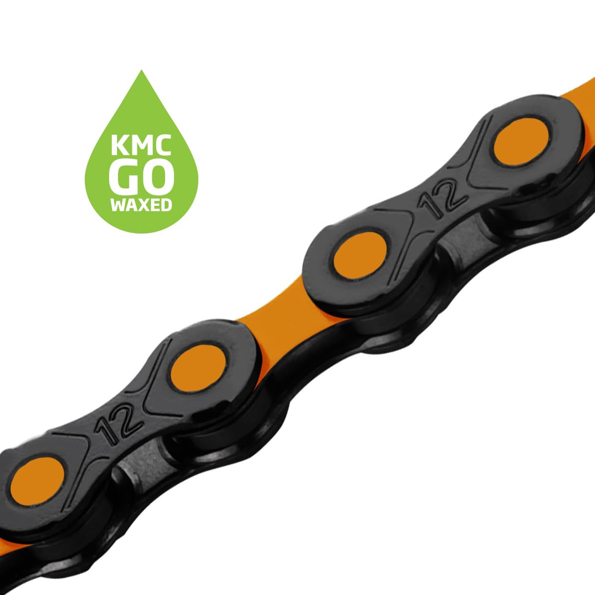 KMC DLC12 Black/Orange Waxed 126L chain