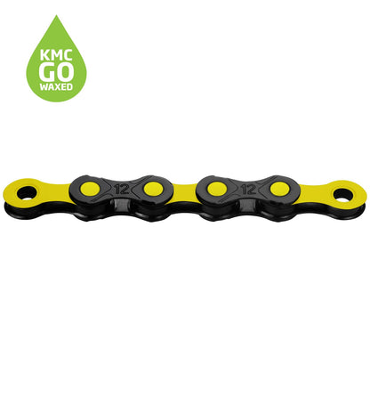 KMC DLC12 Black/Yellow Waxed 126L chain