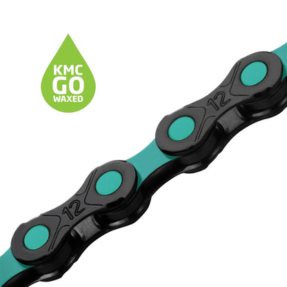 KMC DLC12 Black/Celeste Waxed 126L chain